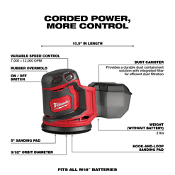 Milwaukee 2630-20-2648-20 M18 18V Lithium-Ion Cordless 6-1/2 in. Circular Saw with M18 5 in. Random Orbit Sander