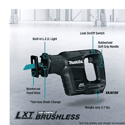 Makita Reciprocating Saw XRJ07ZB 18-Volt LXT Sub-Compact Lithium-Ion Brushless Cordless (Tool-Only)