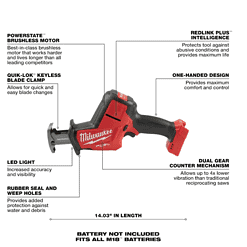 Milwaukee Reciprocating Saw 2719-20-48-11-1820 M18 FUEL 18-Volt Lithium-Ion Brushless Cordless HACKZALL with 2.0 Ah Battery
