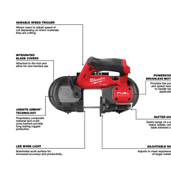 Milwaukee Band Saw 2529-20-2522-20 M12 FUEL 12V Lithium-Ion Cordless Compact with 3 in. Cut Off Saw (2-Tool)