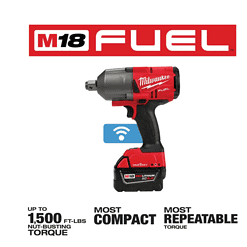 Milwaukee 2864-20-48-11-185 M18 FUEL ONE-KEY 18V Lithium-Ion Brushless Cordless 3/4 in. Impact Wrench w/ Friction Ring & M18 5.0 Ah Battery