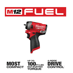 Milwaukee 2555-20-48-11-2420 M12 FUEL 12V Lithium-Ion Brushless Cordless Stubby 1/2 in. Impact Wrench with M12 2.0Ah Battery