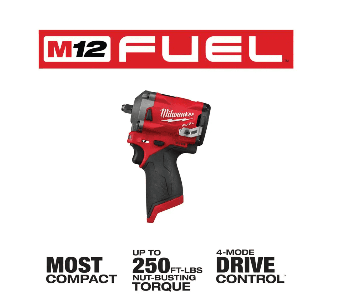 Milwaukee 2554-20-2564-20-2567-20 M12 FUEL 12V Li-Ion Brushless Cordless Stubby 3/8 in