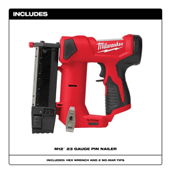 Milwaukee 2540-20 M12 12-Volt 23-Gauge Lithium-Ion Cordless Pin Nailer (Tool-Only)