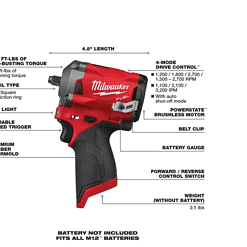 Milwaukee 2554-20-2367-20 M12 FUEL 12V Lithium-Ion Brushless Cordless Stubby 3/8 in. Impact Wrench with M12 Rover Flood Light