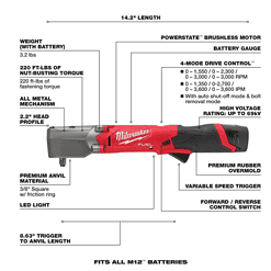 Milwaukee 2564-22-2565-20 M12 FUEL 12V Lithium-Ion Brushless Cordless 3/8 in. and 1/2 in. Right Angle Impact Wrench Kit (2-Tool)