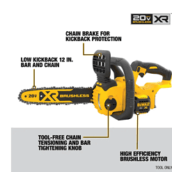 DEWALT DCCS620B 20V MAX 12in. Brushless Cordless Battery Powered Chainsaw, Tool Only