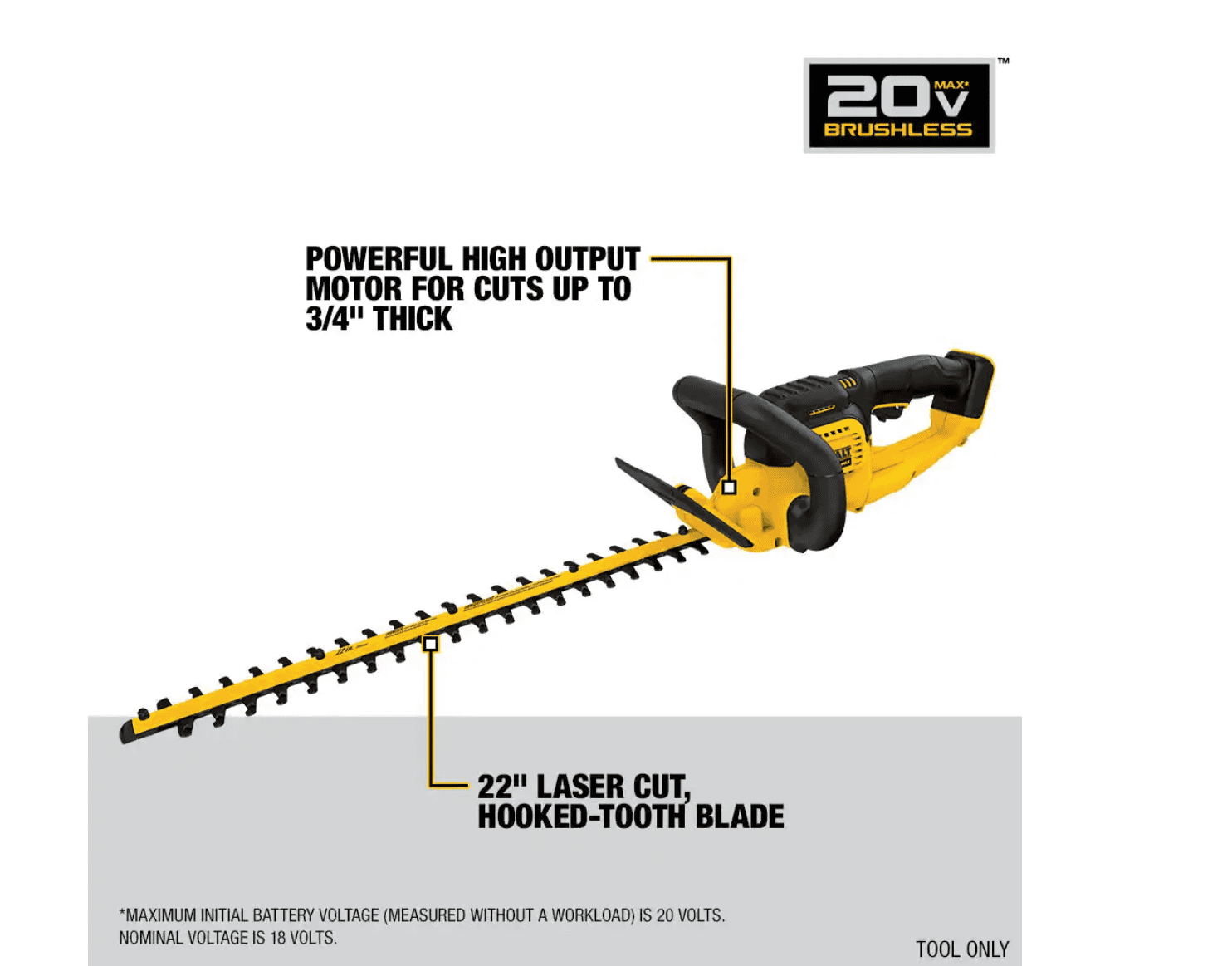 DEWALT DCHT820B 20V MAX Cordless Battery Powered Hedge Trimmer (Tool Only)