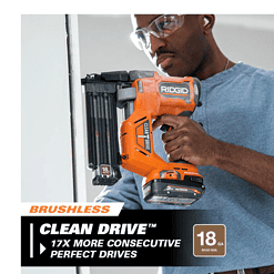 RIDGID R09891B-AC840020PN 18V Brushless Cordless 18-Gauge 2-1/8 in. Brad Nailer with (2) MAX Output 2.0 Ah Batteries