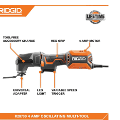 RIDGID R28700 4 Amp Corded Oscillating Multi-Tool