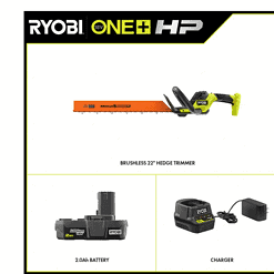 RYOBI P2680VNM ONE+ HP 18V Brushless 22 in. Cordless Battery Hedge Trimmer with 2.0 Ah Battery and Charger