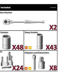 Husky H144125MTS 144-Position 1/4 in. and 3/8 in. Drive Mechanics Tool Set (125-Piece)