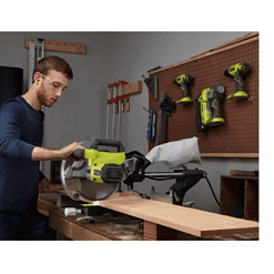 RYOBI TSS103-A181001 15 Amp 10 in. Corded Sliding Compound Miter Saw with 10 in. 24 Carbide Teeth Thin Kerf Miter Saw Blade