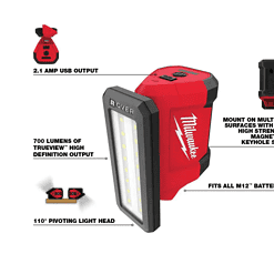 Milwaukee 2401-22-2367-20 M12 12-Volt Li-Ion Cordless 1/4 in. Hex Screwdriver Kit w/ M12 Service & Repair 700 Lumens Flood Light w/ USB Charging