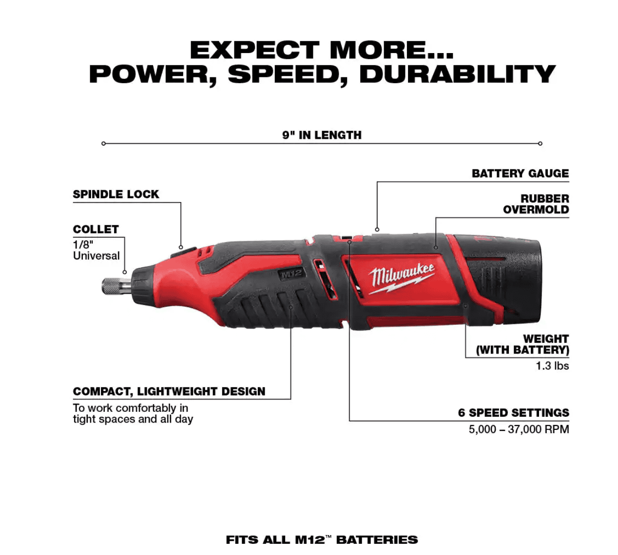Milwaukee 2401-22-2460-20 M12 12-Volt Lithium-Ion Cordless 1/4 in. Hex Screwdriver Kit with M12 Lithium-Ion Cordless Rotary Tool (Tool Only)