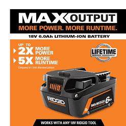 RIDGID AC840060 18V 6.0 Ah MAX Output Lithium-Ion Battery