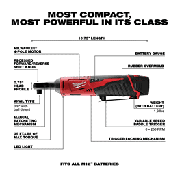 Milwaukee 2520-21XC-2457-20 M12 FUEL 12-Volt Lithium-Ion Brushless Cordless HACKZALL Reciprocating Saw Kit W/ M12 3/8 in. Ratchet