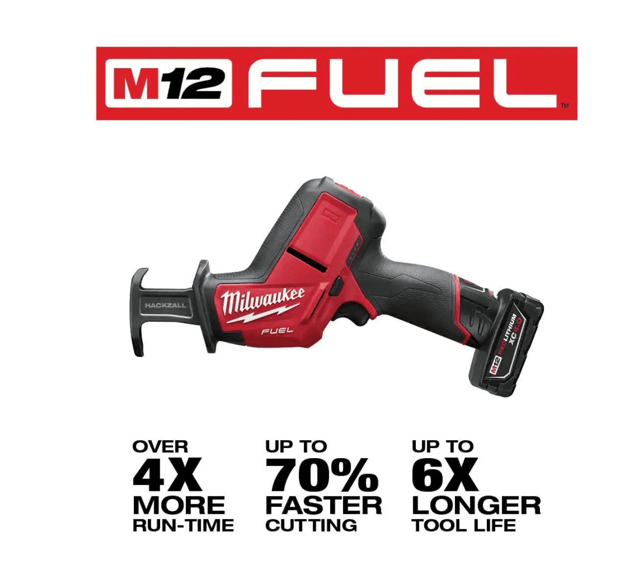 Milwaukee Reciprocating Saw Kit 2520-21XC M12 FUEL 12V Lithium-Ion Brushless Cordless HACKZALL w/ One 4.0Ah Batteries Charger & Tool Bag