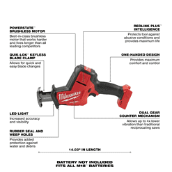 Milwaukee 2719-20 M18 FUEL 18V Lithium-Ion Brushless Cordless HACKZALL Reciprocating Saw (Tool-Only)