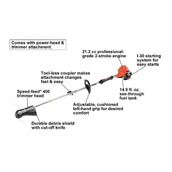 ECHO PAS-225SB 21.2 cc 17 in. Gas 2-Stroke Cycle PAS Straight Shaft Trimmer
