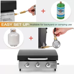 Sophia & William 3-Burners Gas Griddle Portable Flat Table Top BBQ Grill 24,000 BUT