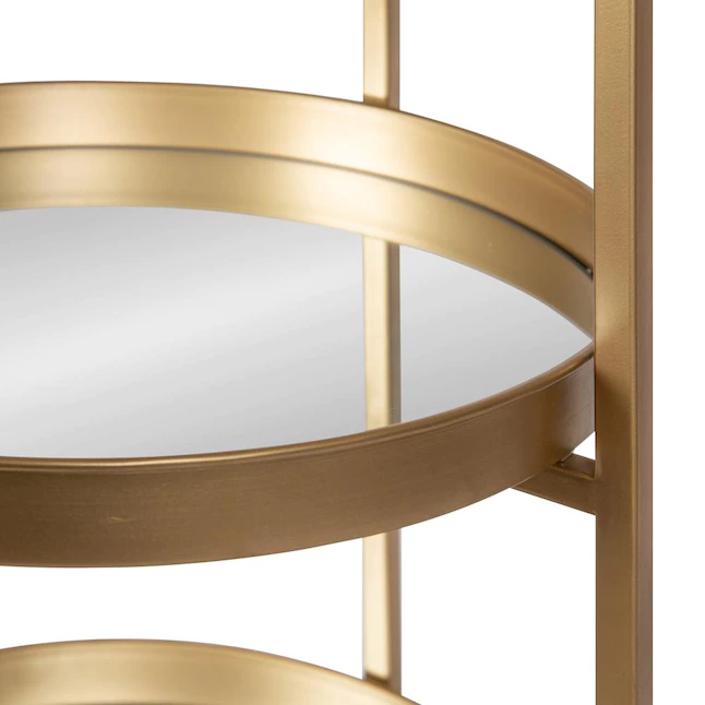 Kate and Laurel Celia Modern Glam 3-Tier Metal Bar Cart,13.75-in x 28-in, Gold, Decorative Round Serving Cart with Lockable Wheels - Image 5