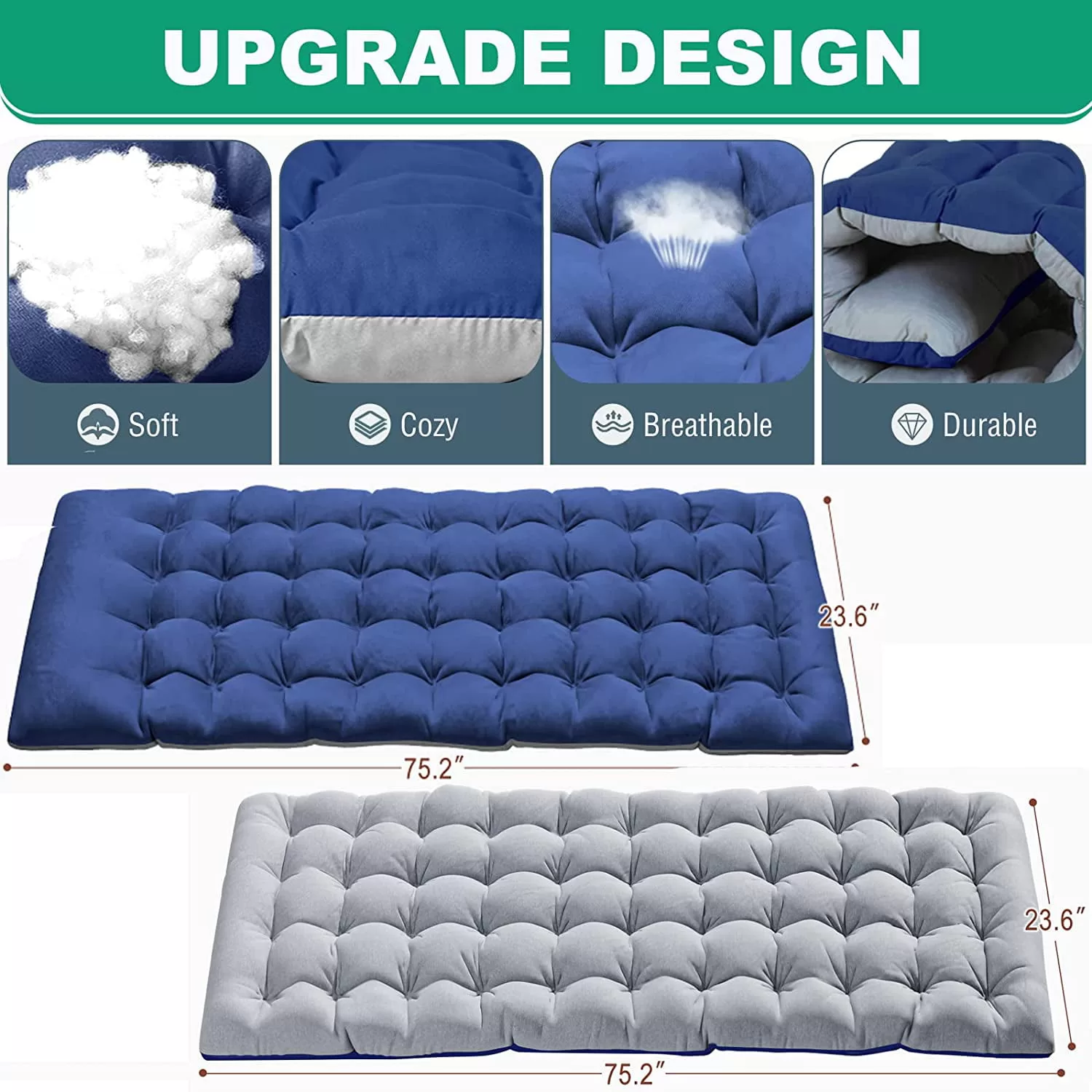 Slsy Folding Sleeping Cots Bed with 2 Sided Mattress & Pillow, Folding Camping Cot, Adjustable 4-Position Folding Lounge Chair
