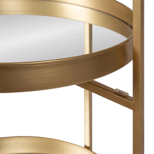 Kate and Laurel Celia Modern Glam 3-Tier Metal Bar Cart,13.75-in x 28-in, Gold, Decorative Round Serving Cart with Lockable Wheels - Image 4