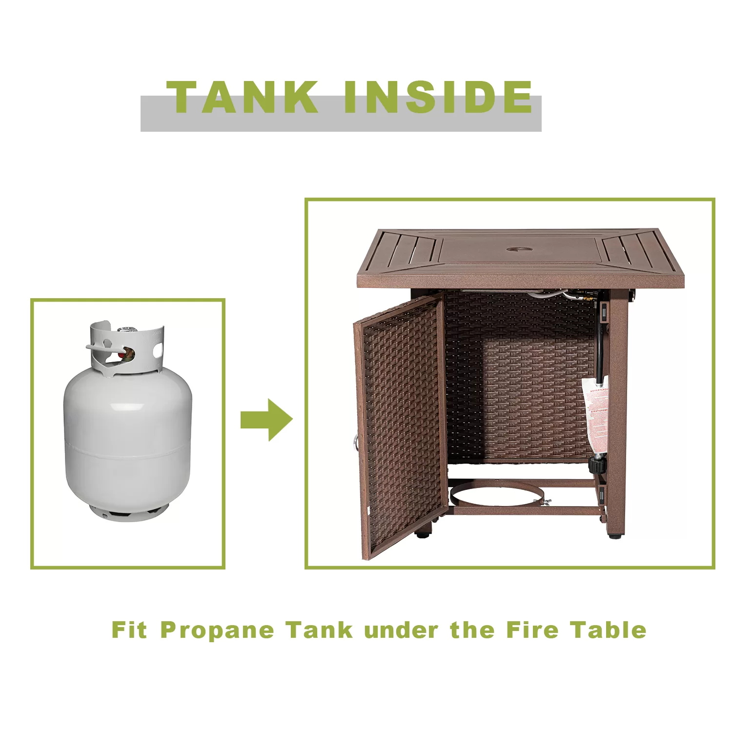COSIEST Outdoor Propane Fire Table, 28-inch Brown Square Fire Pit, 40000 BTU