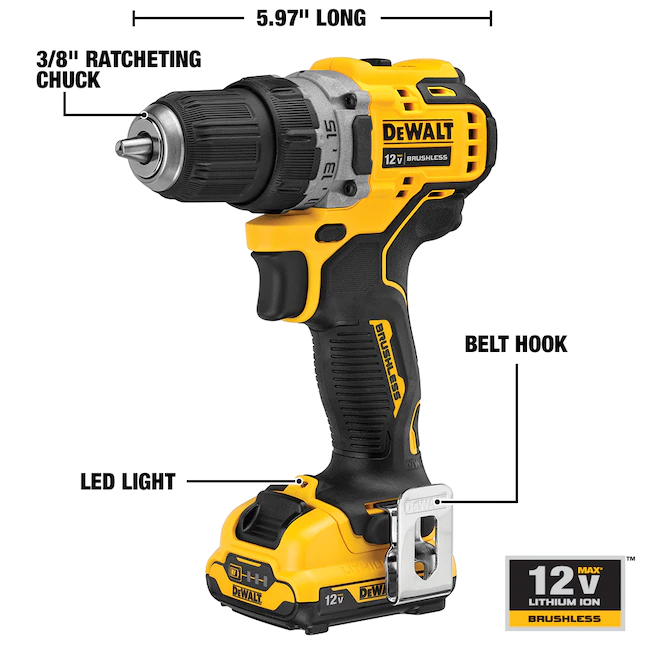 DEWALT Drill DCD701F2 XTREME 12-volt Max 3/8-in Brushless Cordless (2 Li-ion Batteries Included and Charger Included) - Image 3