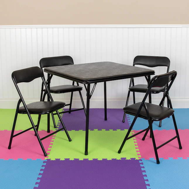 Flash Furniture 24-in x 24-in 5-Piece Indoor Powder-coated Steel Folding Table and Chair Set - Image 2