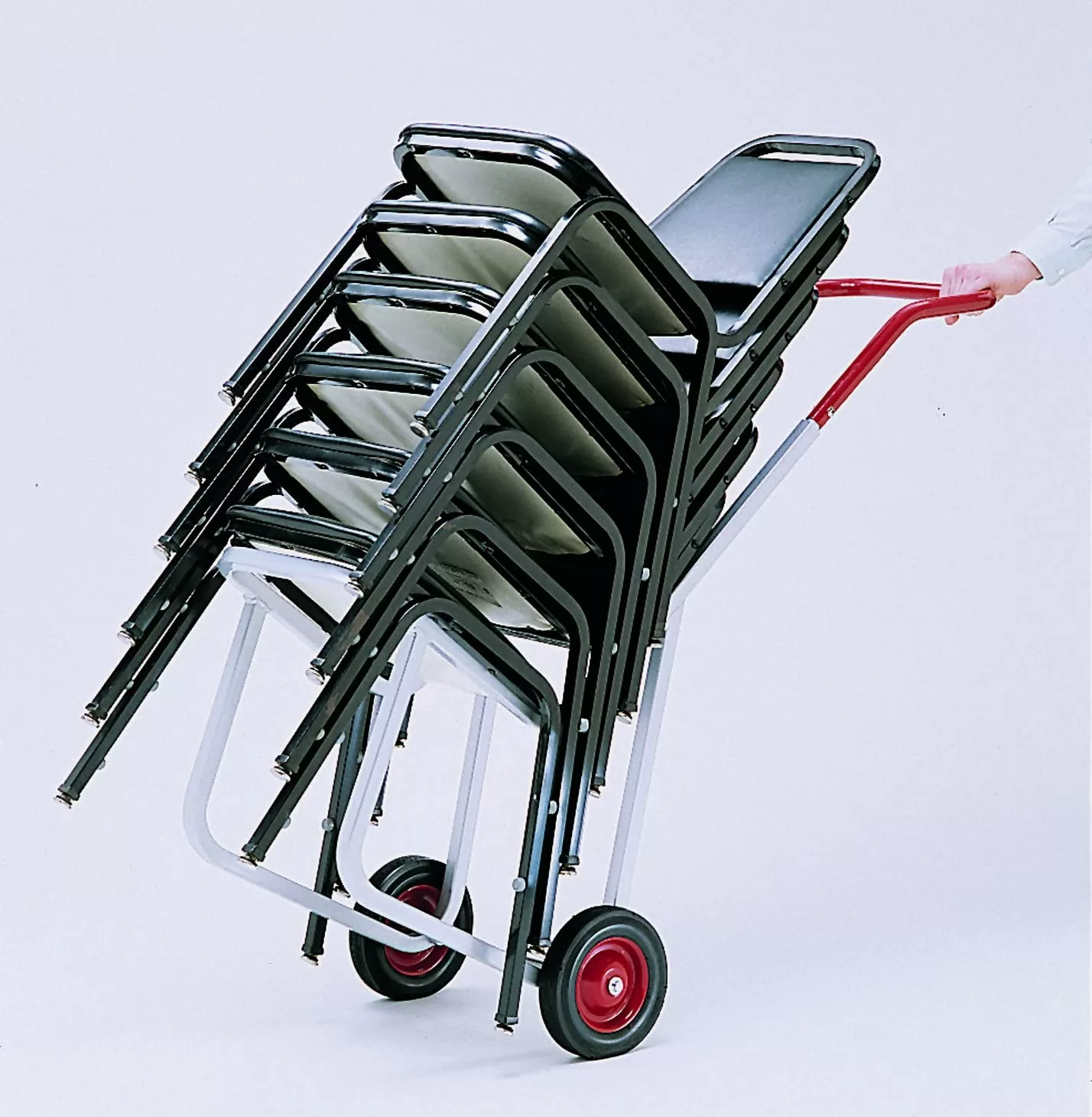 Raymond 500 Stacked Chair Dolly with 8" x 1-3/4" Skid-Resistant Rubber Wheel, 240 lbs Capacity, 14-1/2" Width x 48" Height x 33-1/2" Depth - Image 2