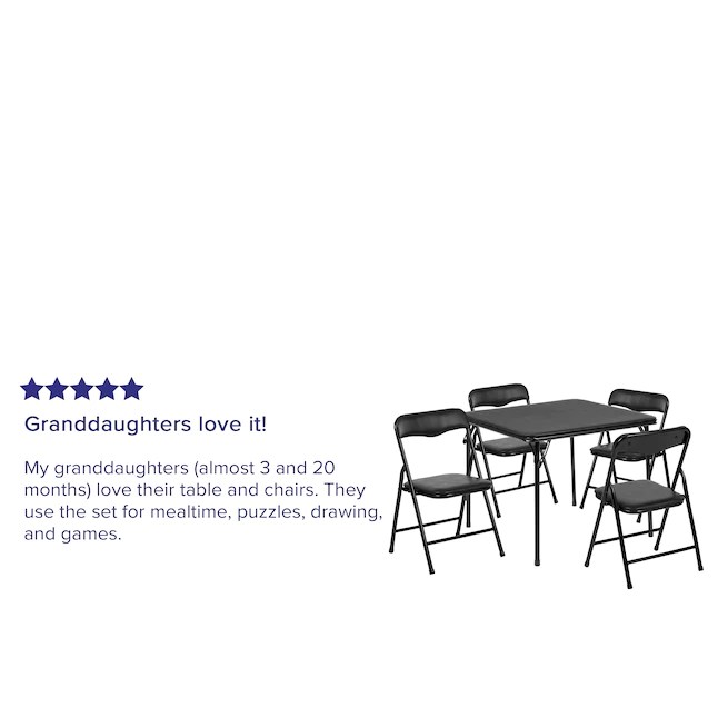 Flash Furniture 24-in x 24-in 5-Piece Indoor Powder-coated Steel Folding Table and Chair Set - Image 4