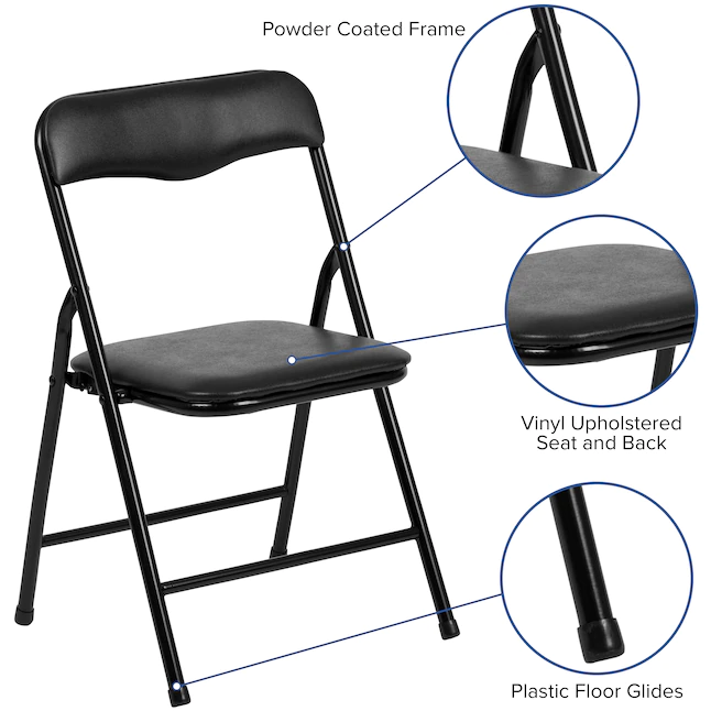 Flash Furniture 24-in x 24-in 5-Piece Indoor Powder-coated Steel Folding Table and Chair Set - Image 5