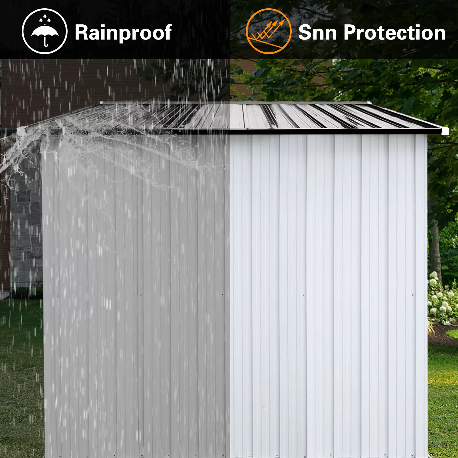 6' x 4' Outdoor Metal Storage Shed, Galvanized Steel Garden Shed with Lockable Doors, Outdoor Storage Shed