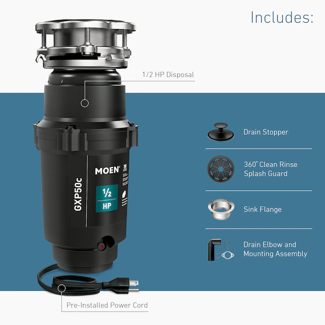 Moen Prep Corded 1/2-HP Continuous Feed Noise Insulation Garbage Disposal - Image 7