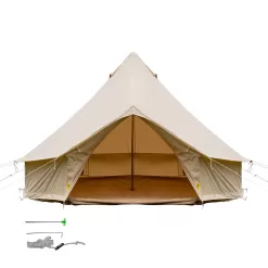 VEVORbrand Canvas Bell Tent 9.84ft Cotton Canvas Tent with Wall Stove Jacket Glamping Tent Waterproof Bell Tent for Family Camping Outdoor Hunting in 4 Seasons