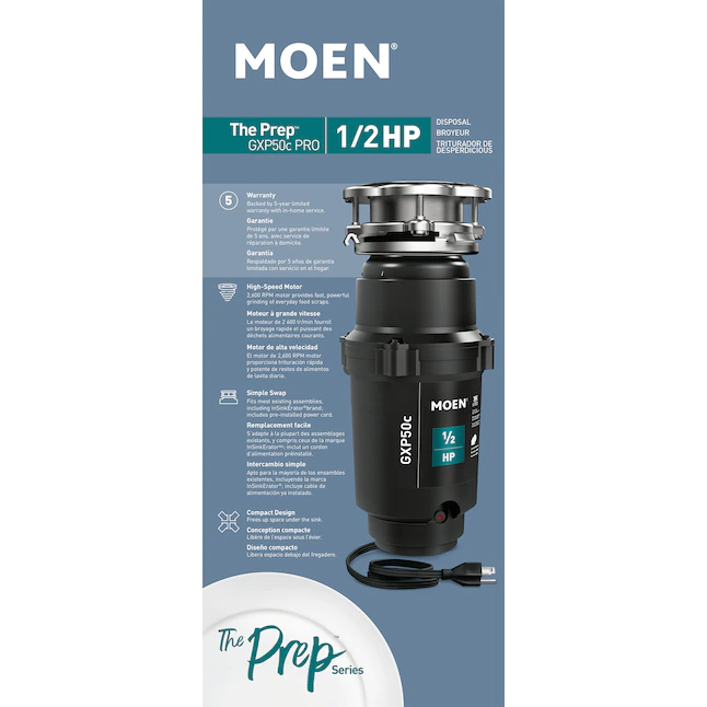 Moen Prep Corded 1/2-HP Continuous Feed Noise Insulation Garbage Disposal - Image 10