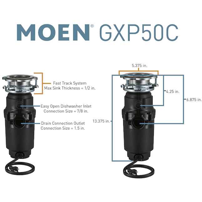 Moen Prep Corded 1/2-HP Continuous Feed Noise Insulation Garbage Disposal - Image 11