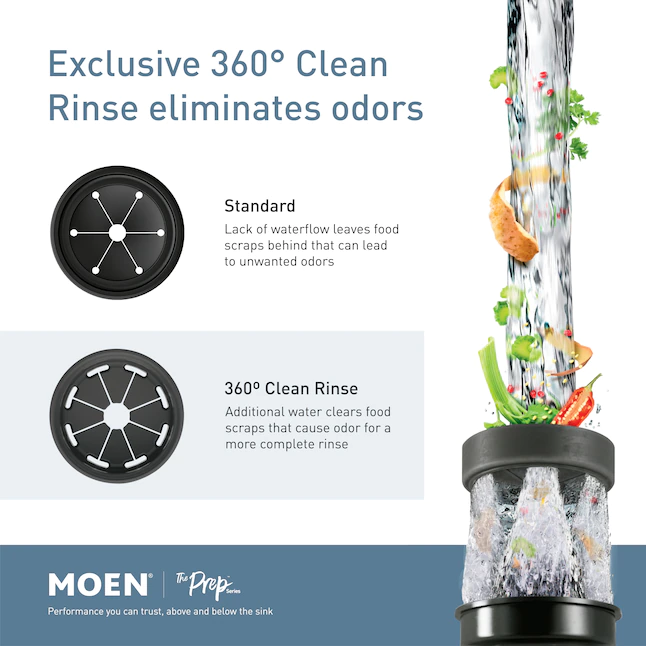 Moen Prep Corded 1/2-HP Continuous Feed Noise Insulation Garbage Disposal - Image 13
