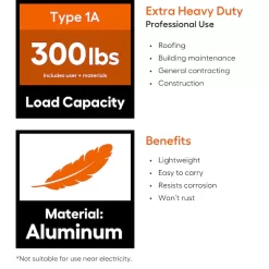 Alternative view of Little Giant Ladders Model M22 Aluminum 22-ft Reach Ladder Type 1A, 300-lb