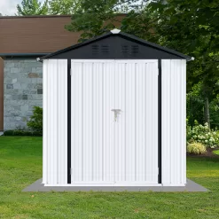 6' x 4' Outdoor Metal Storage Shed, Galvanized Steel Garden Shed with Lockable Doors, Outdoor Storage Shed