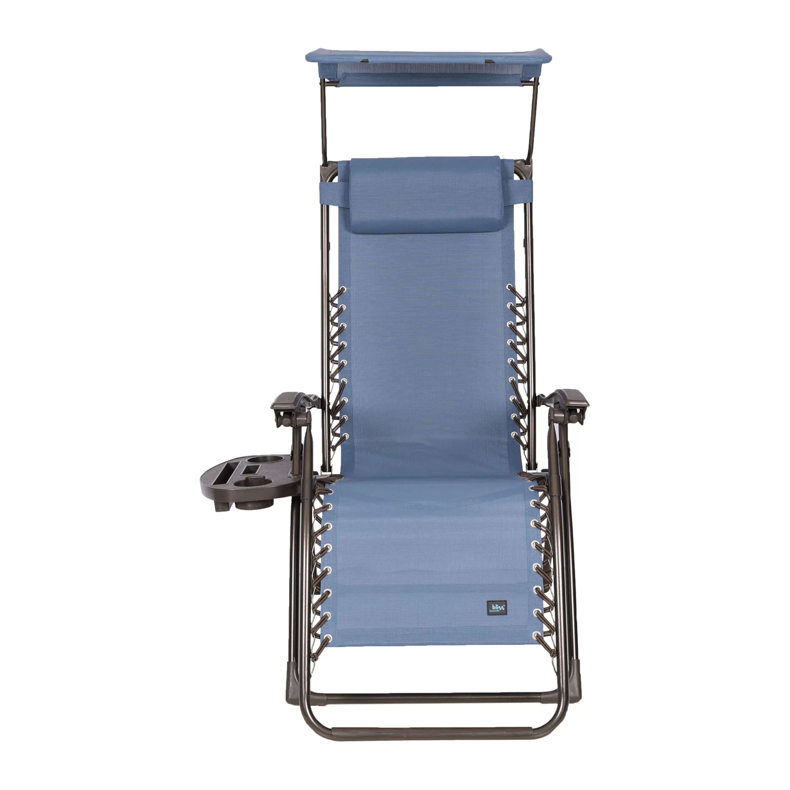 Bliss Hammocks 26" Wide Base Model Zero Gravity Chair w/ Canopy, Deck, Patio Adjustable Lounge Chair, 300lbs., Denim Blue