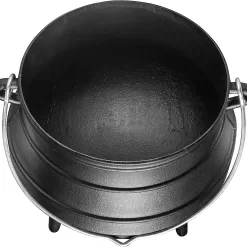Bruntmor | Cast Iron Pre-Seasoned Potjie African Pot With Lid 10 Quarts Size