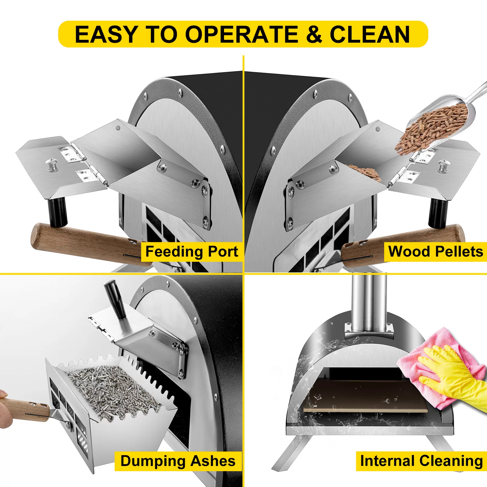 VEVOR Wood Fired Oven 12" Portable Pizza Oven, Max Temperature Stainless Steel Portable Wood Fired Pizza Oven