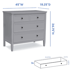 Delta Children Epic 3-Drawer Dresser, Grey
