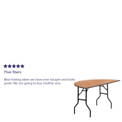Flash Furniture Furman 5-Foot Half-Round Wood Folding Banquet Table