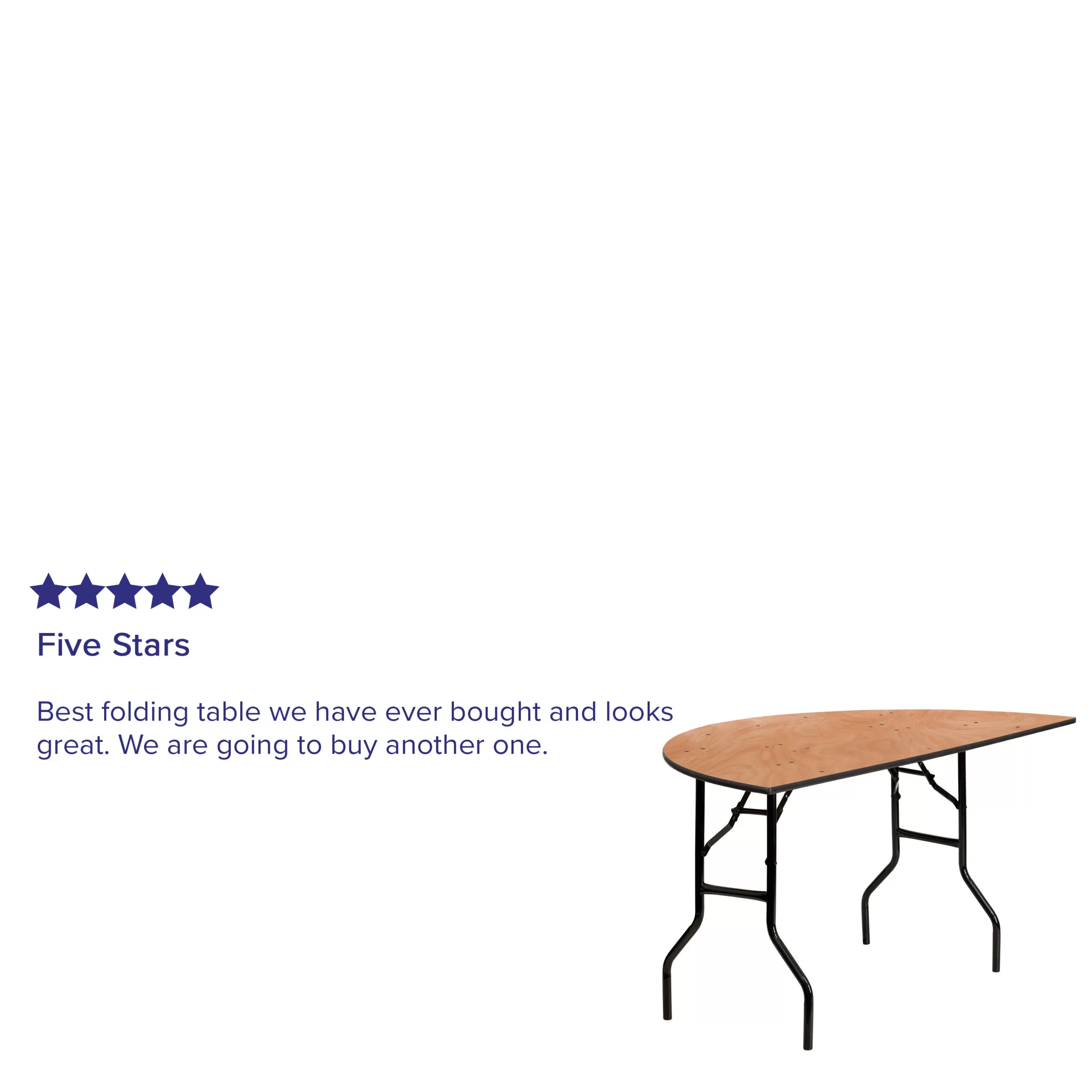 Flash Furniture Furman 5-Foot Half-Round Wood Folding Banquet Table