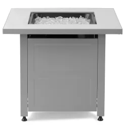 Endless Summer Outdoor Fire Pit Table with Faux Marble Finish, White Glass