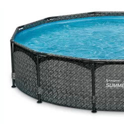 Summer Waves 12' x 33" Outdoor Round Frame Above Ground Pool with Pump
